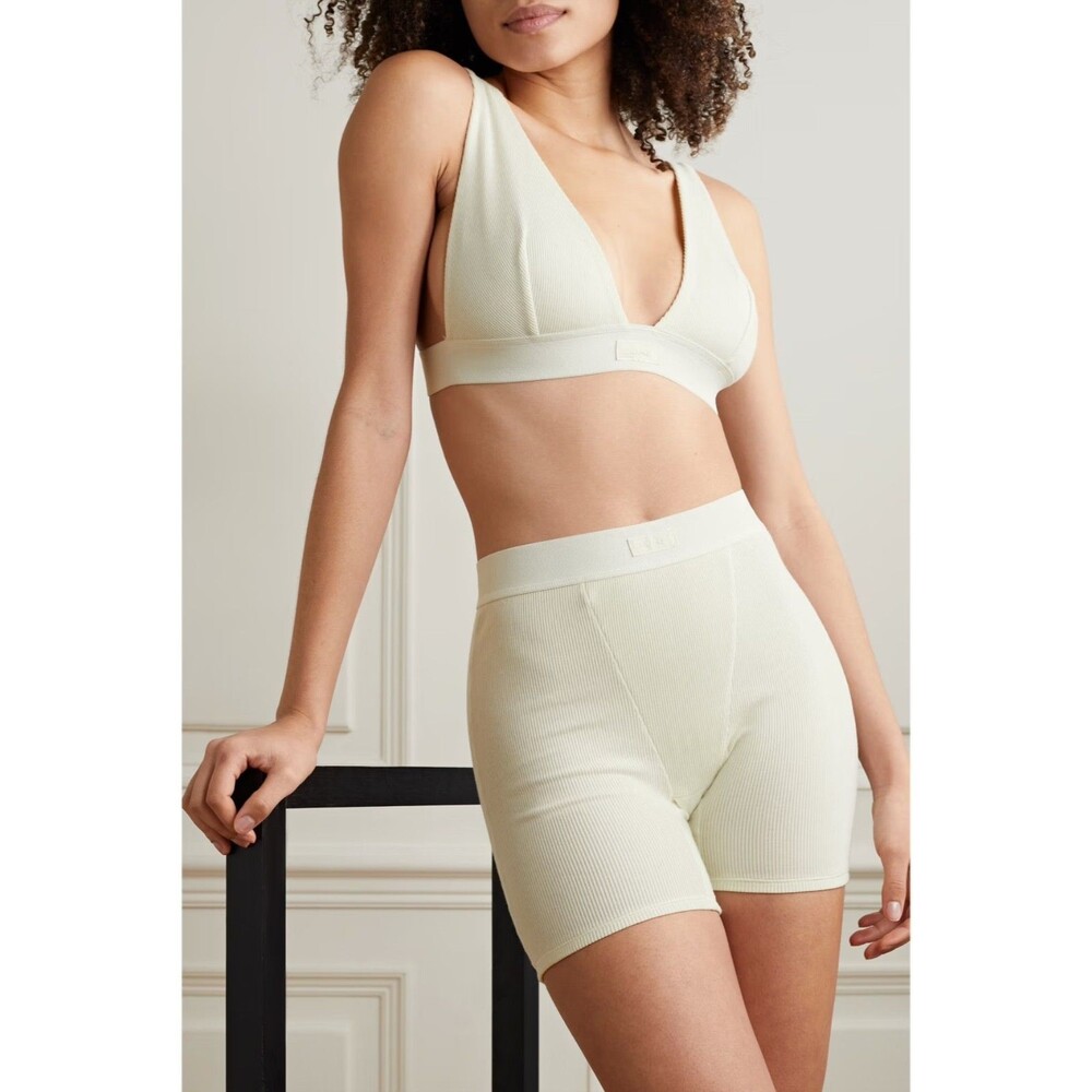 SKIMS Women’s Ribbed Cotton Blend Jersey Boxer Shorts size 4X NWT Bone